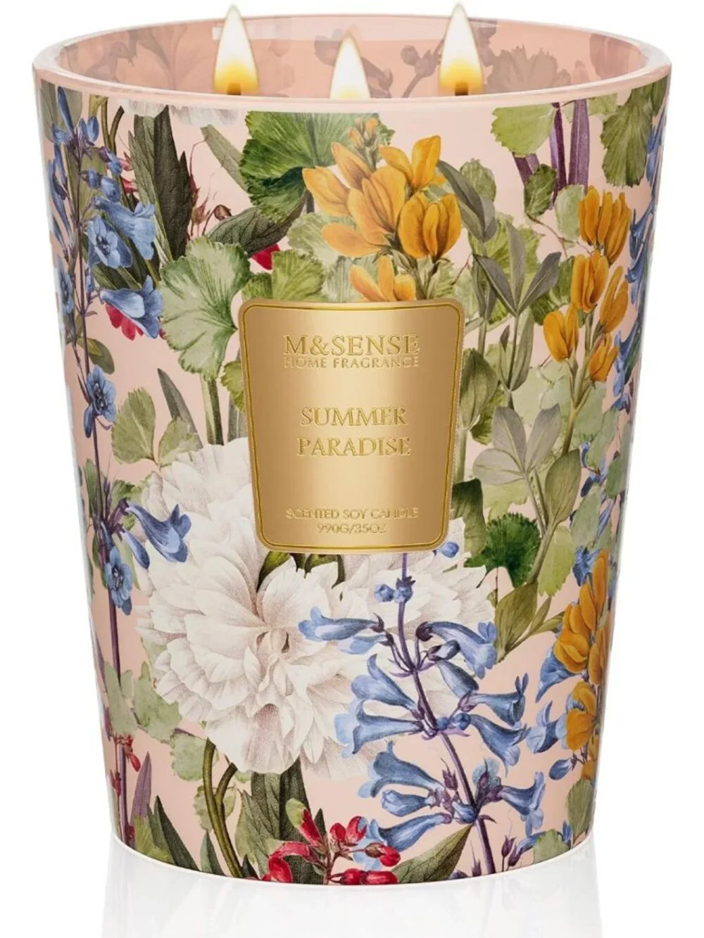 Tropical Paradise Soy Candle 35oz | 3-Wick Large Jar, Long Burn, Non-Toxic Home